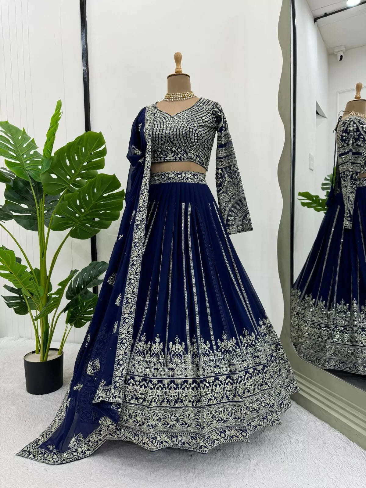 Designer Style Faux Georgette Lehenga Blouse & Dupatta
