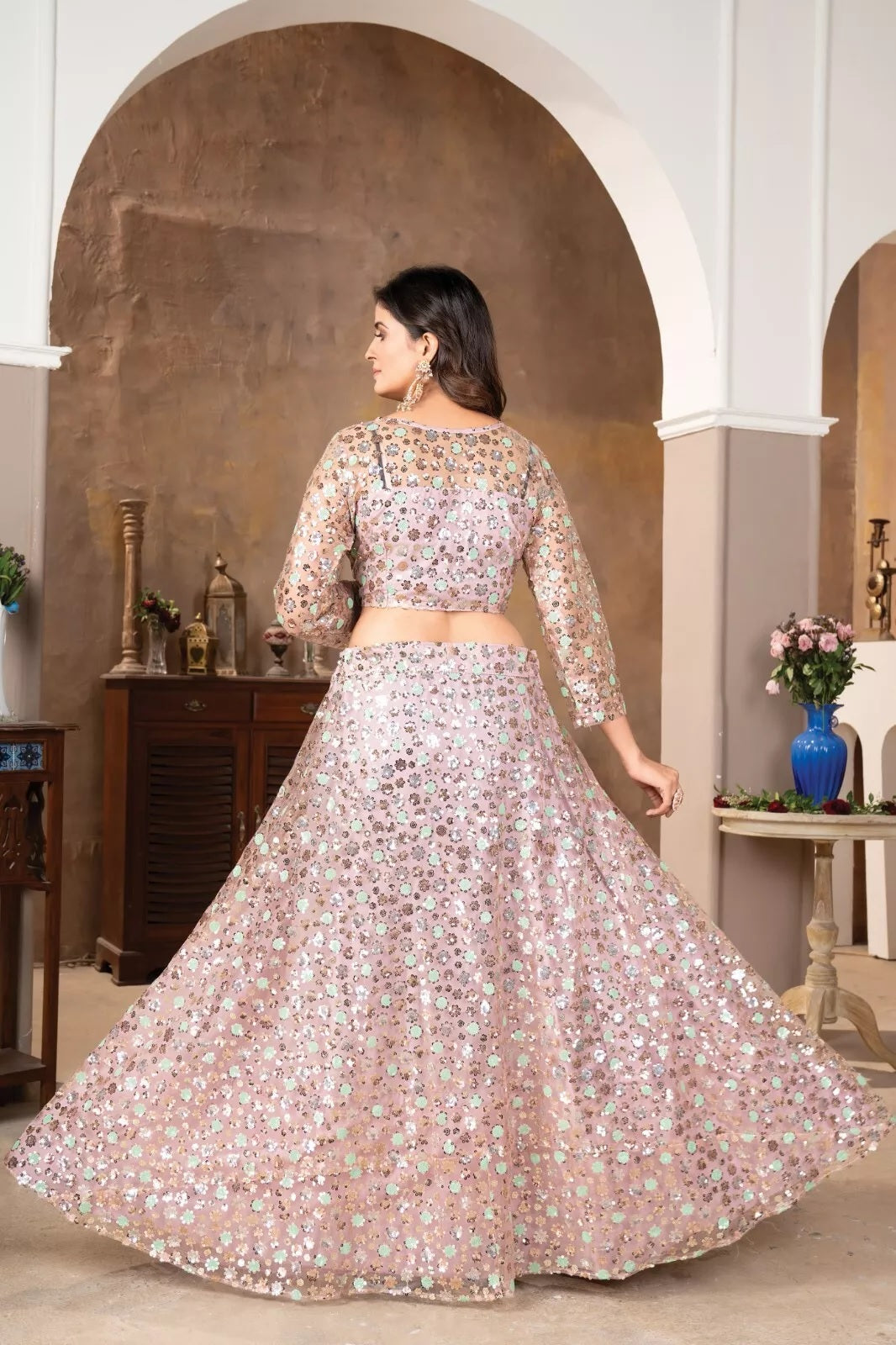 Embellished With  Sequence Work  Designer Lehenga Blouse & Dupatta