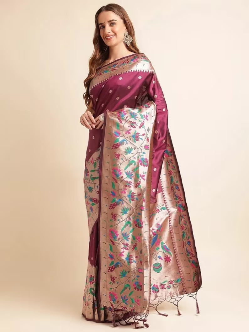 Pure Soft Kanchivaram Pethani Silk Saree With Blouse