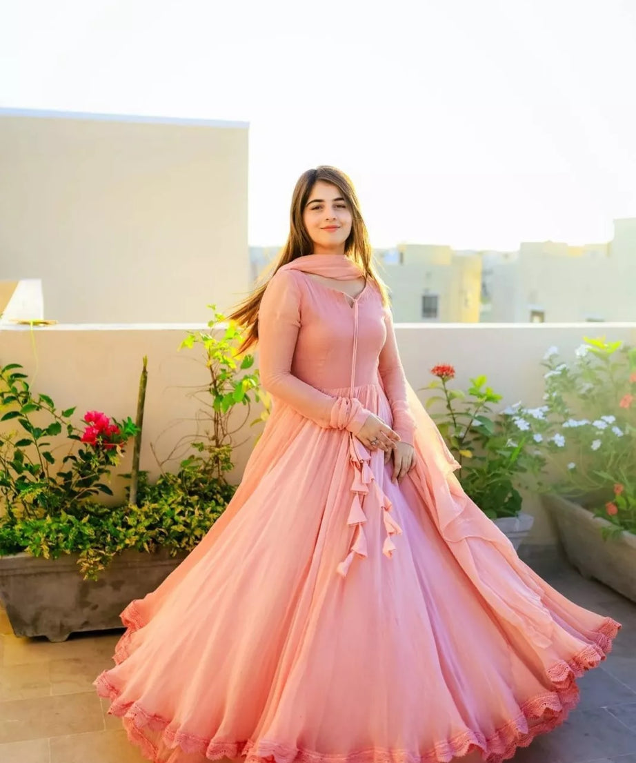 Traditional Wear Faux Georgette Long Anarkali Gown & Dupatta