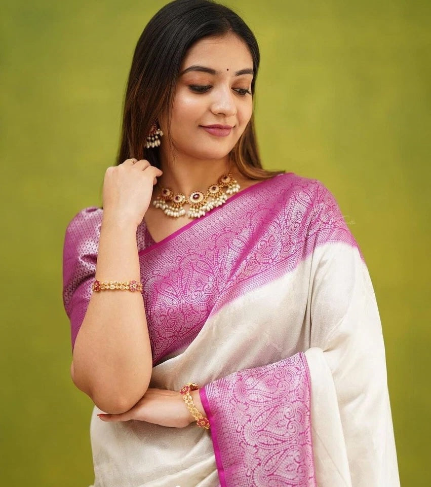 Designer Traditional Banarasi Soft Silk Saree With Blouse