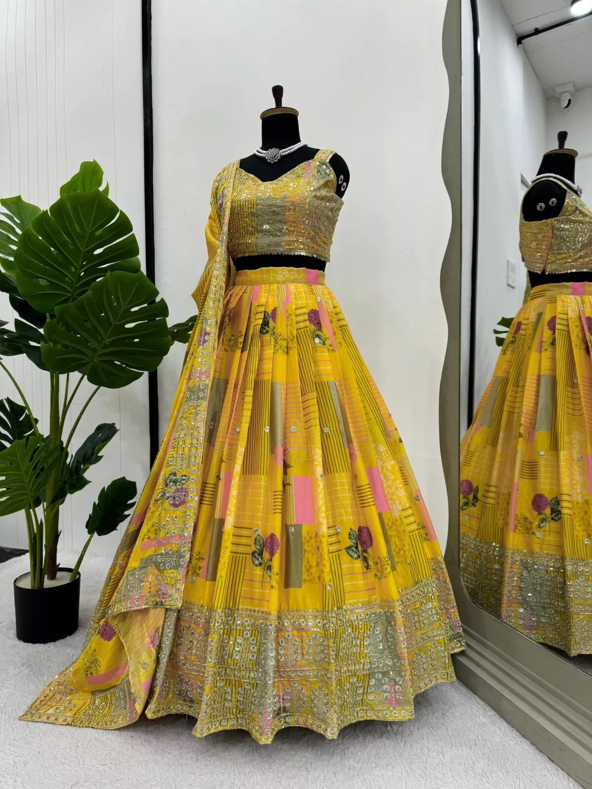 Festival Wear Chinon Silk Lehenga Blouse & Dupatta