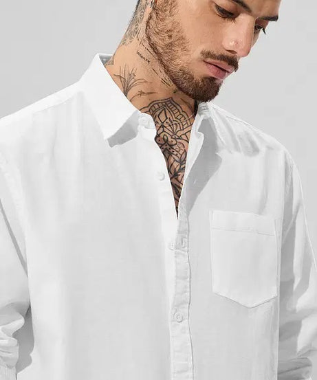 Cotton Linen Pearl White Shirts