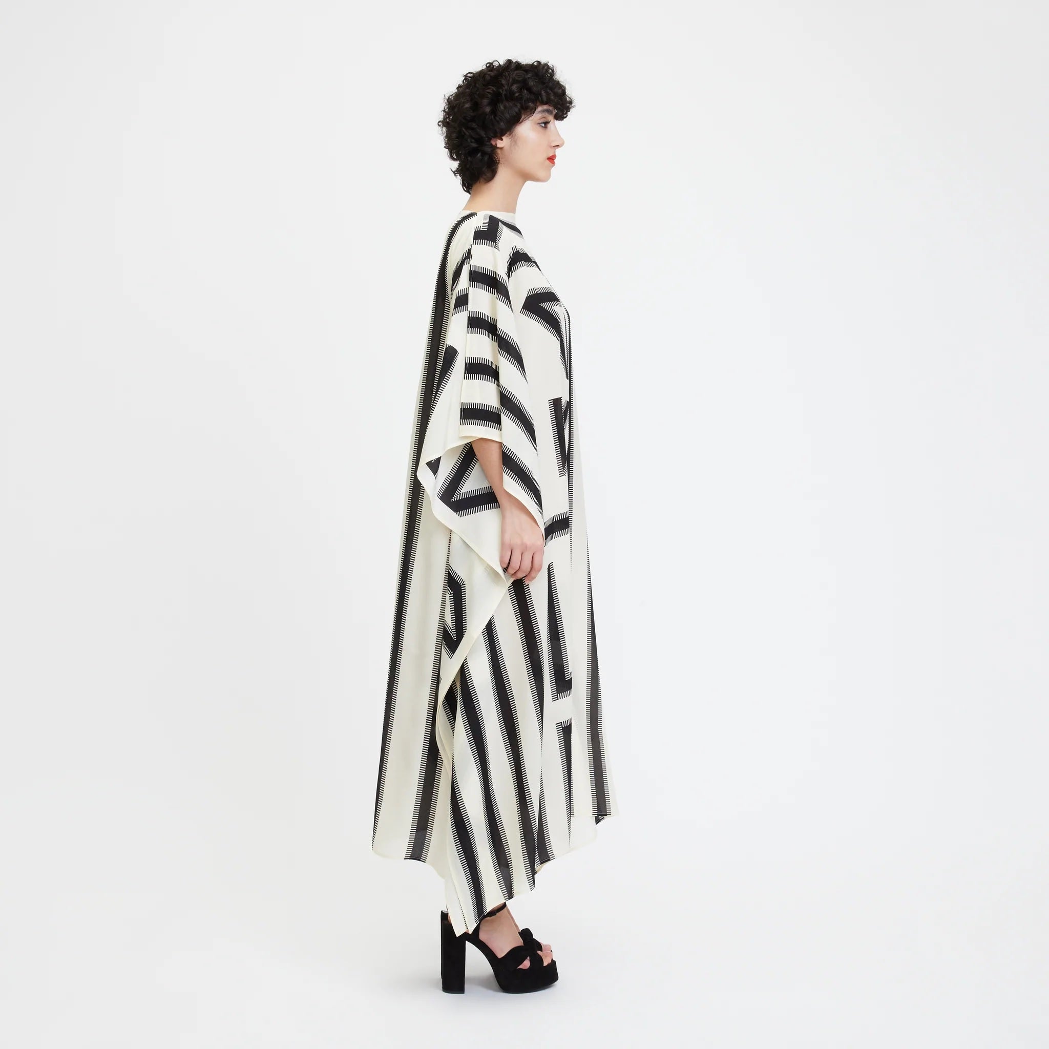 French Moss Silk Kaftan, Luxe Resort & Lounge Wear Caftan For Women's