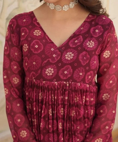 Fancy Stylish Delta silk Round Fleard Long Top For Women's