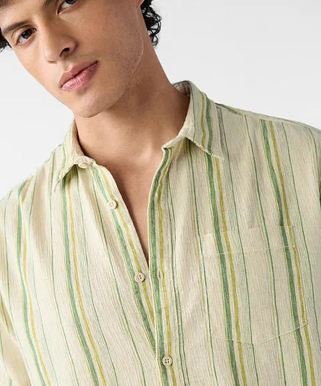 Cotton Linen Stripes Meadow Shirts