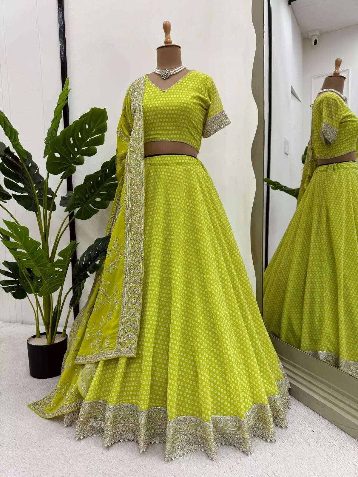 Georgette With Sequence & Digital Print Work Traditional Lehenga Blouse