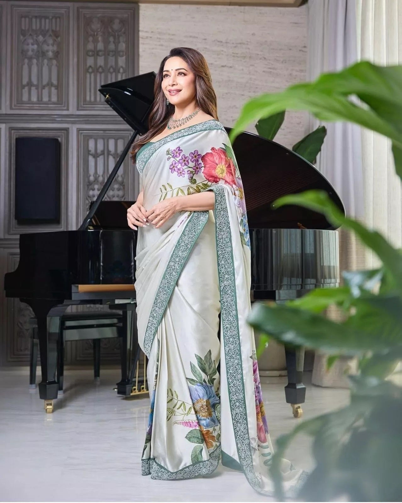 Women's Party Stylish Ultra Satin Silk Saree,Festival Wedding Sari Blouse