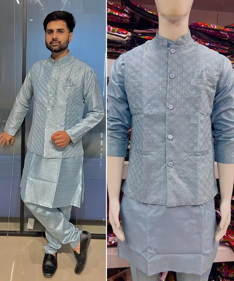 Heavy Banglori Silk Koti Ready to Wear Set For Men's