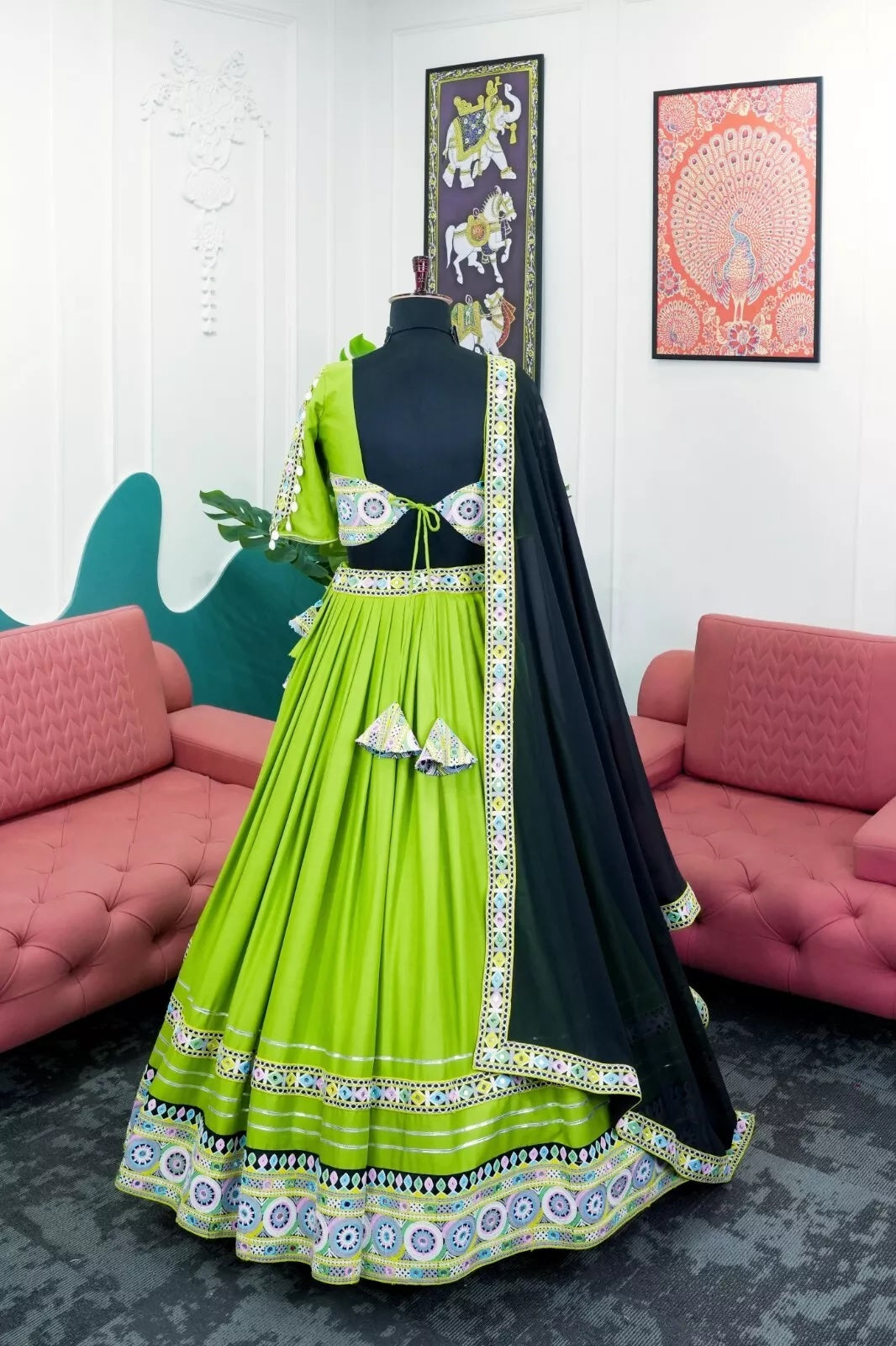 Indian Rayon Lehenga Blouse & Dupatta