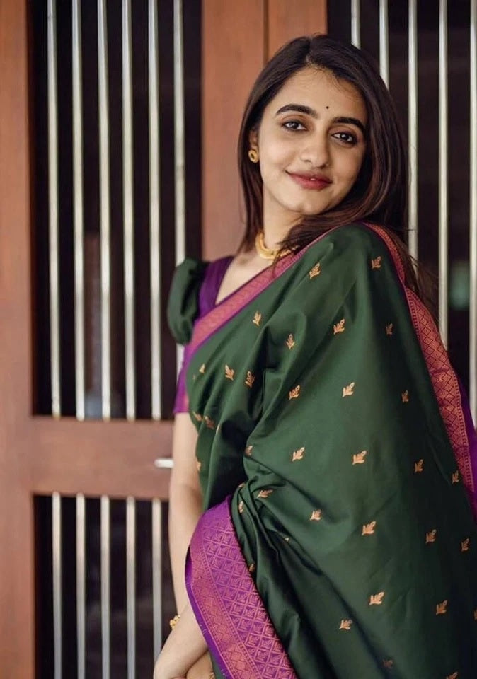 Banarasi Soft Silk Wedding Saree With Jacquard Border Blouse fancy Saree11-KT