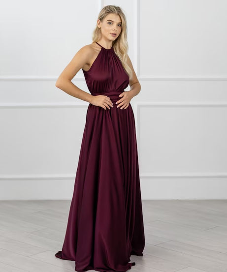 Maroon Long Dress Cocktail Dress for Wedding Guest