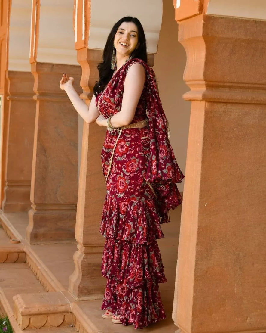 Georgette With Digital Print Lehenga Blouse With Blouse