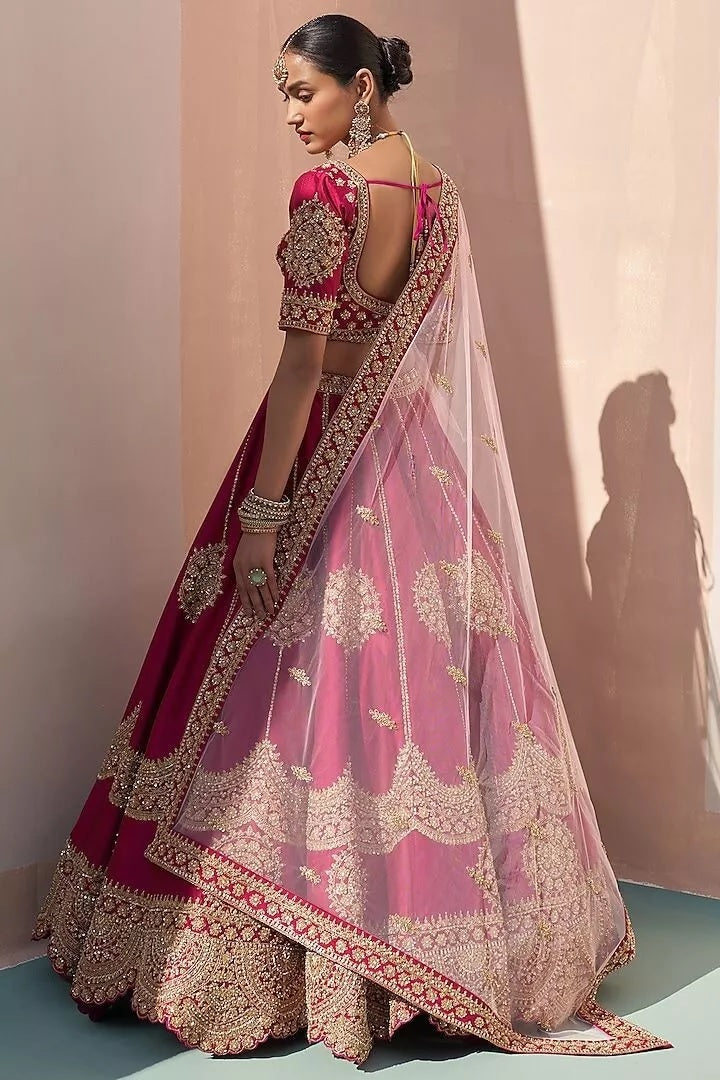 Jalpuri Silk With Embroidery Sequence Zari Design Work Lehenga