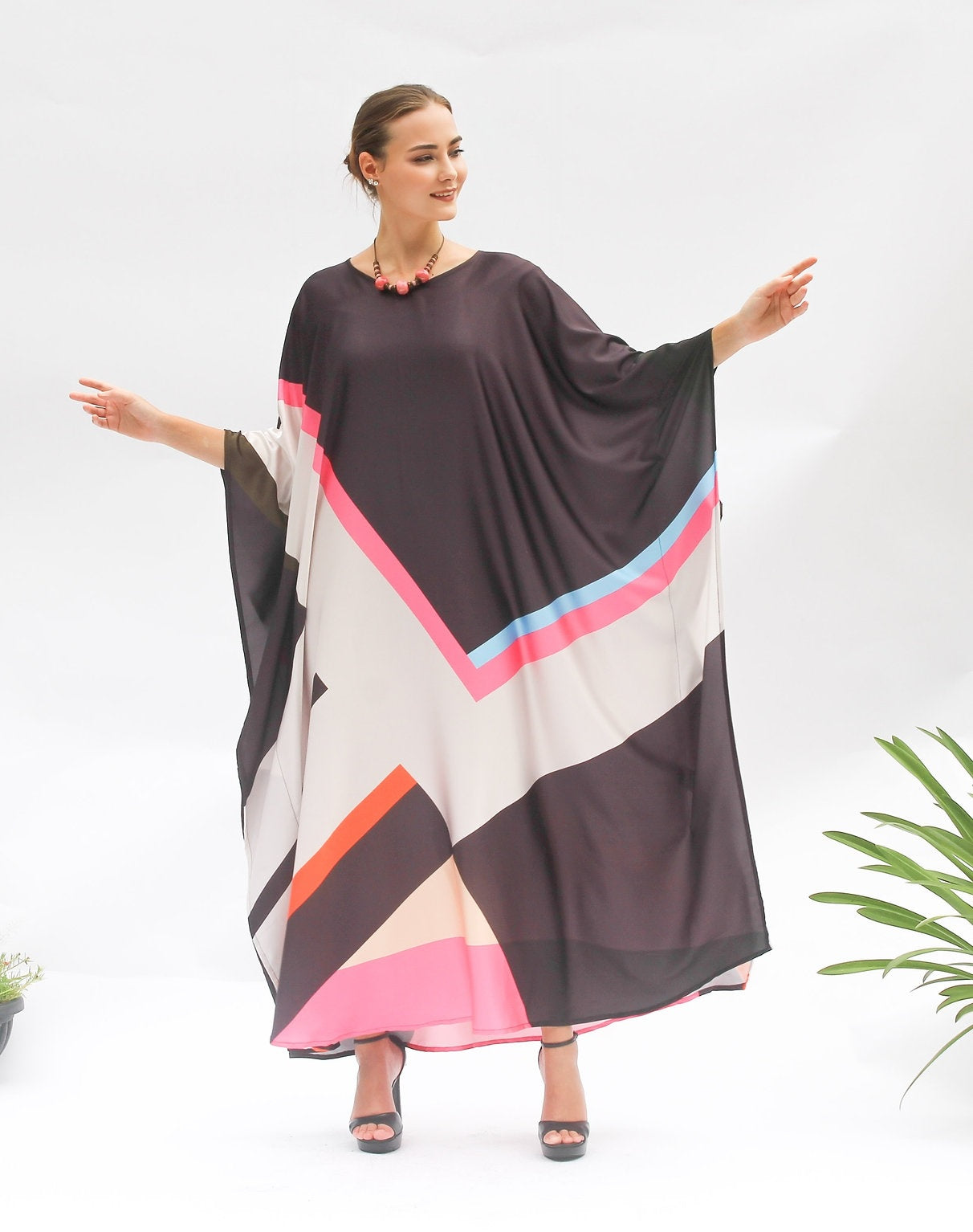 Luxury Soft Satin Slik Kaftan, Casual Wear Caftan For Women's