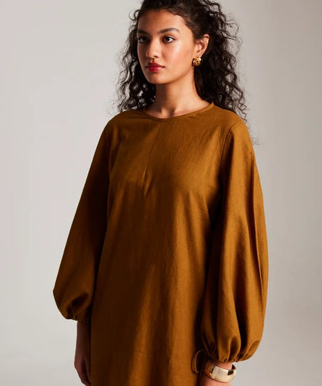 Co-Linen Balloon Sleeves Dress