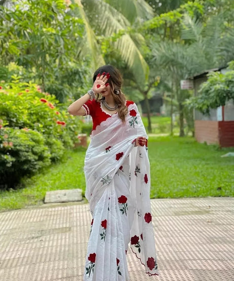 Pure Soft Chanderi Cotton Saree With Full Stitched Blouse,Wedding Sari