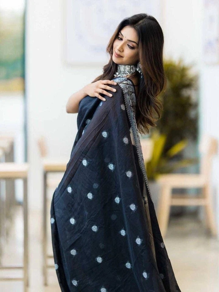 Women's Wedding Wear Soft Lilan Slab Attractive Saree&Blouse 11-SS