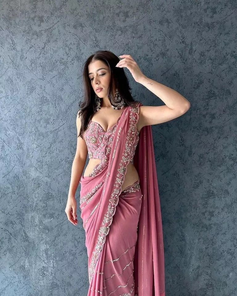 Heavy Pure Soft Georgette Bollywood Party Saree,Wedding Wear Sari With Blouse