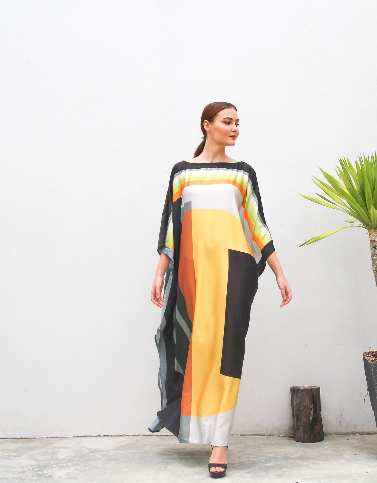 Soft Satin Silk Digital Printed Caftan For Women's Long Kaftan