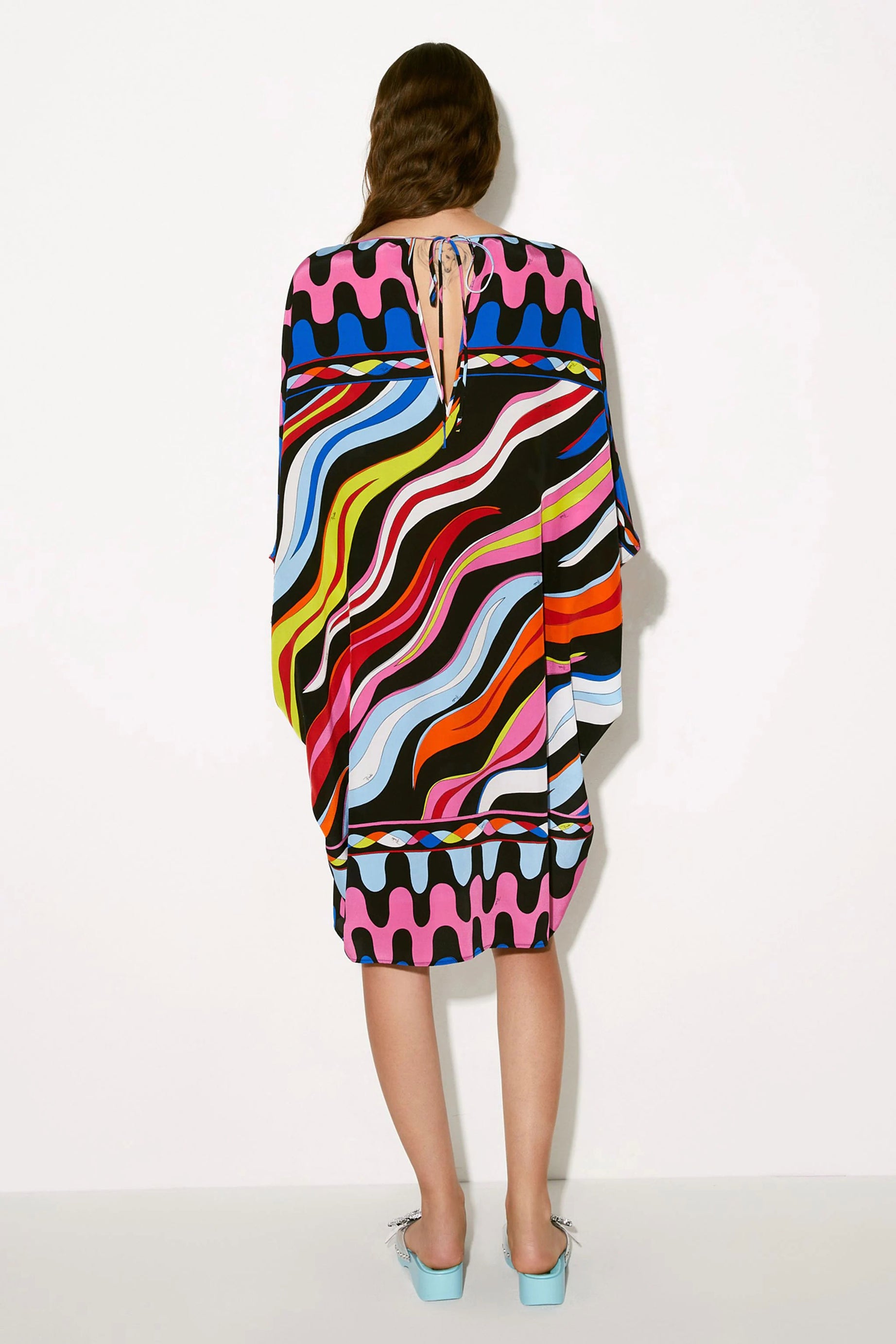Silk Crepe Digital Printed Multi Color Caftan   For Women's Short Kaftan