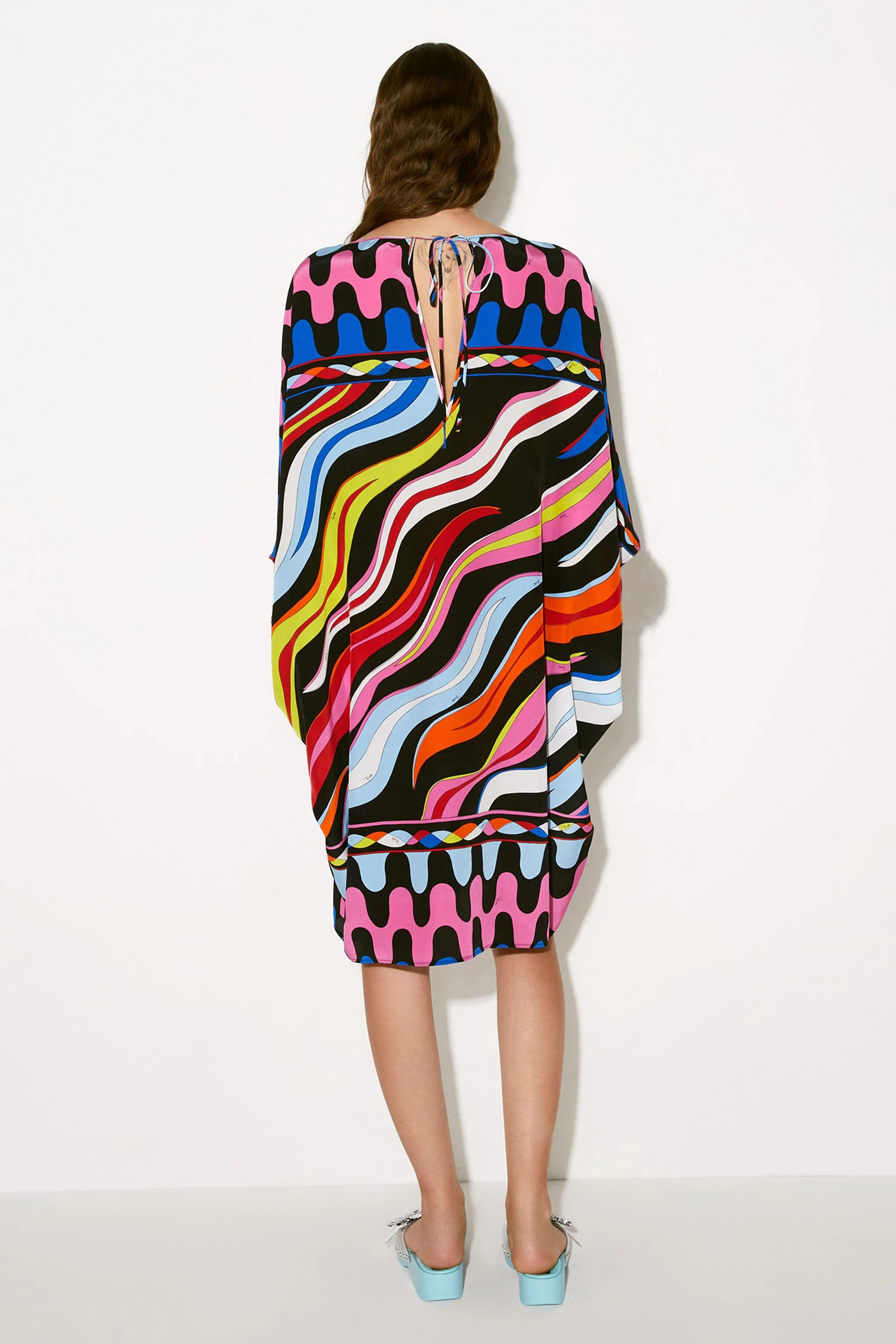 Silk Crepe Digital Printed Multi Color Caftan   For Women's Short Kaftan