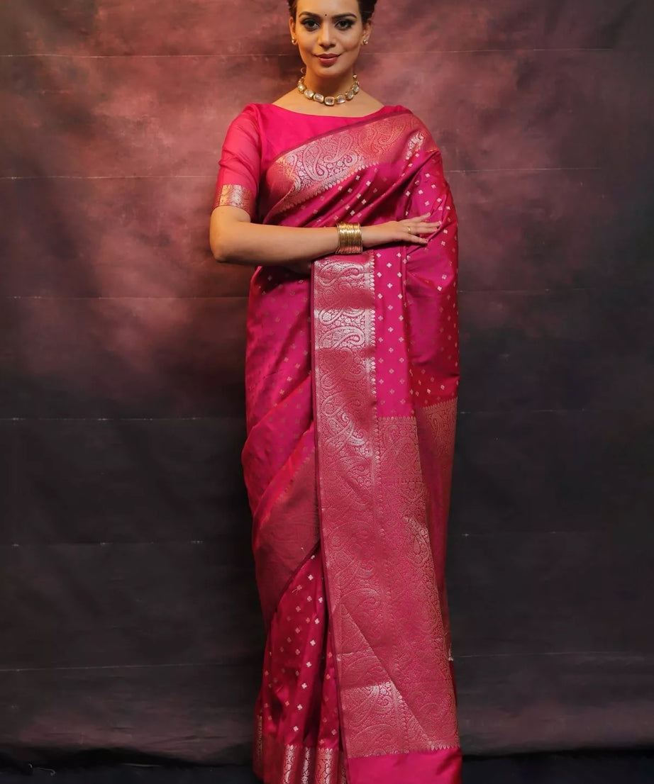 Pure Banarasi Silk Saree with Rich Pallu and Blouse Piece