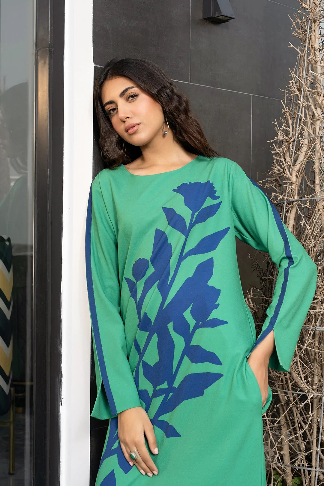Korean BSY Printed  Beach Wear Women's Long Kaftan