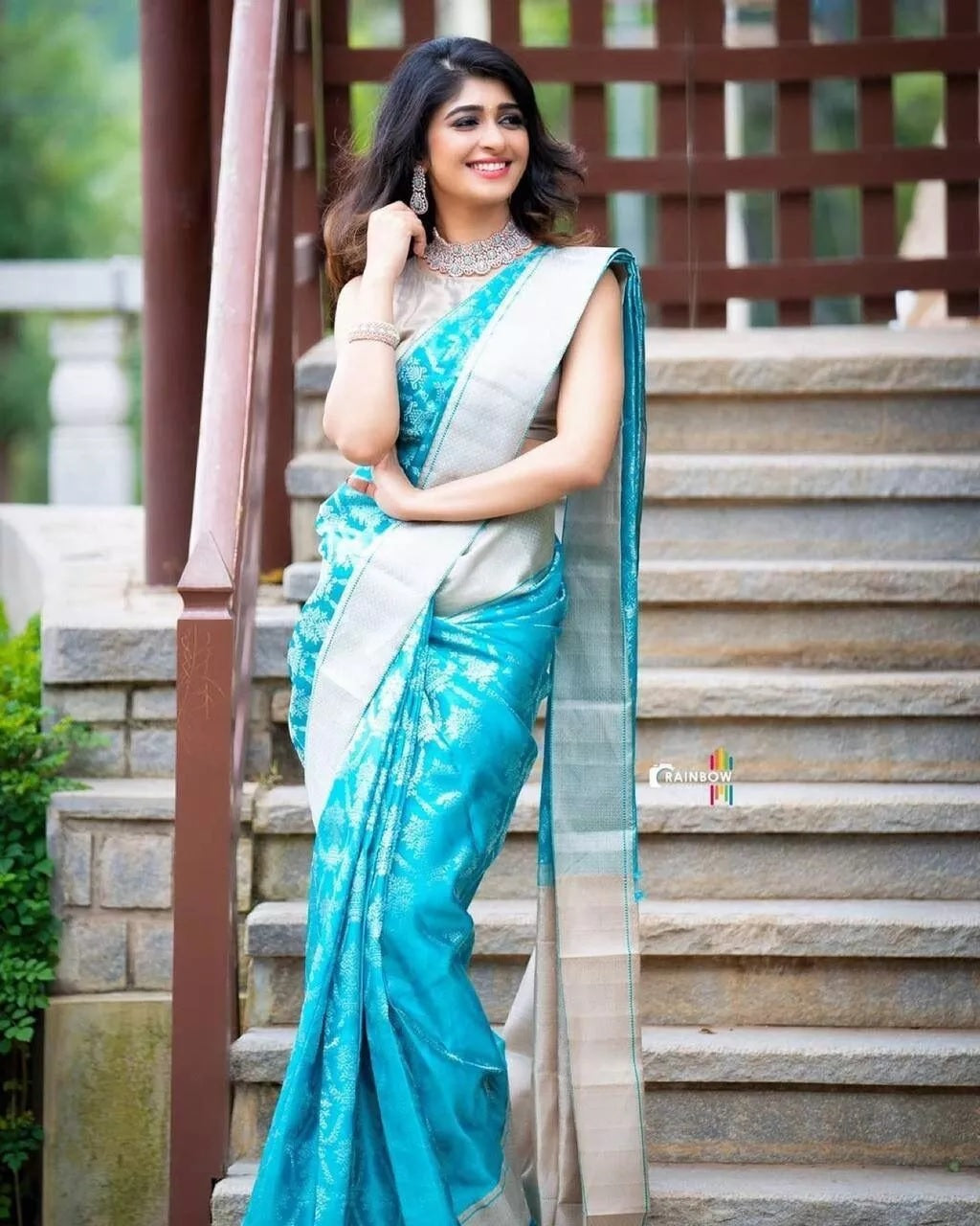 Sky Blue Latest Designer Exclusive Wedding Saree With Blouse