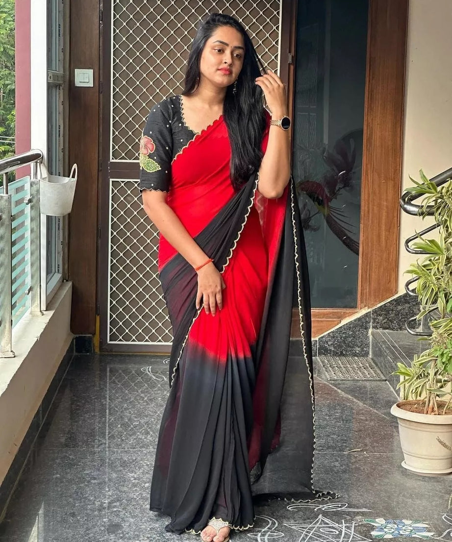 Latest Style Georgette Saree, Wedding Bollywood Sari & Blouse