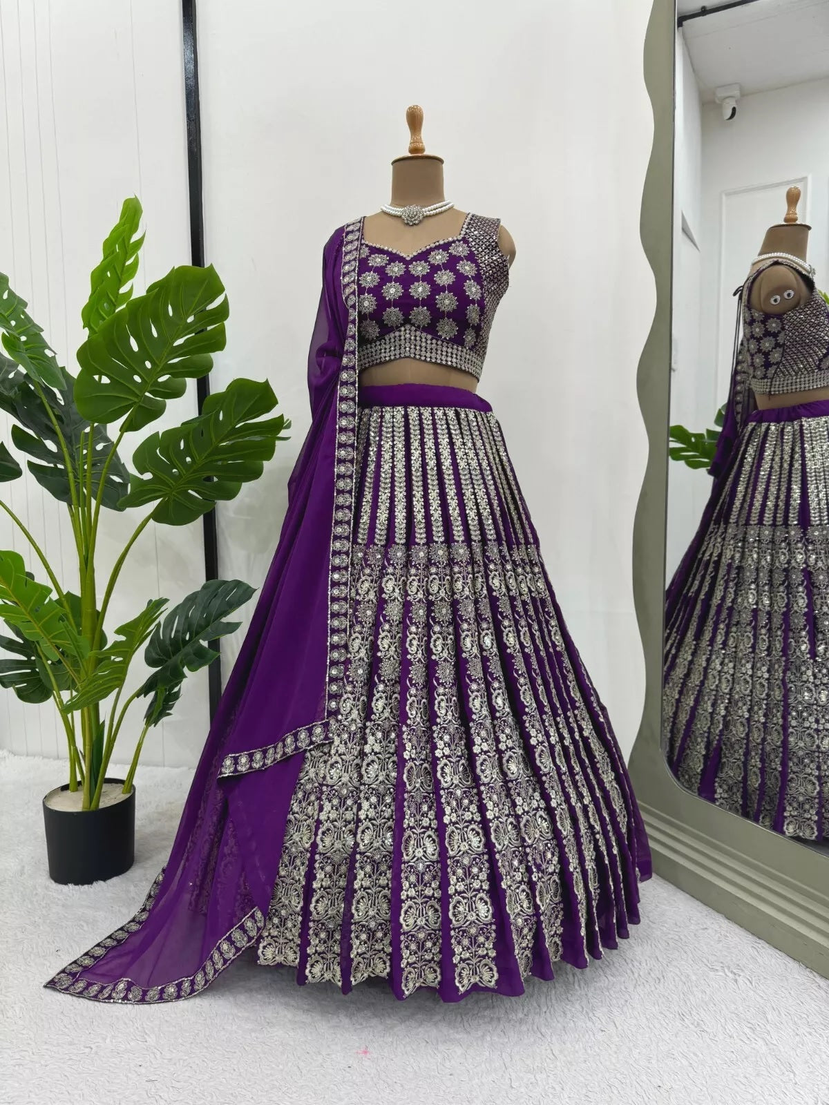 Georgette With Sequence Thread Work Designer Lehenga Blouse & Dupatta