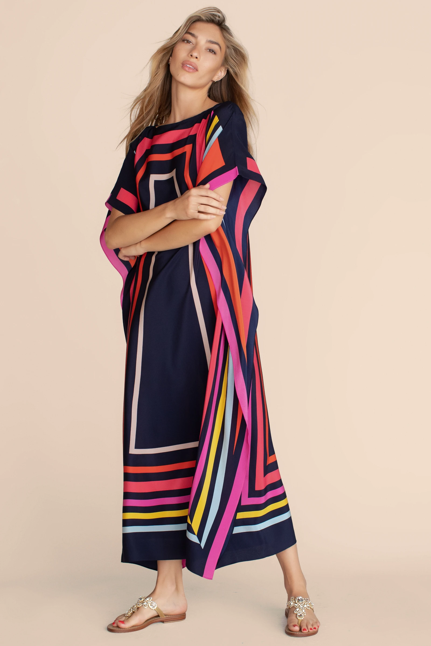 Flowy Soft Satin Silk Kaftan, Perfect for Resort Wear Caftan For Women's