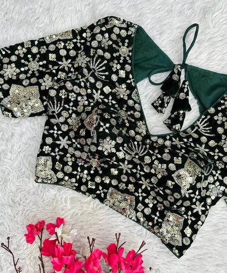 Pure Velvet Full Stitched Traditional Function Designer Blouse & Choli