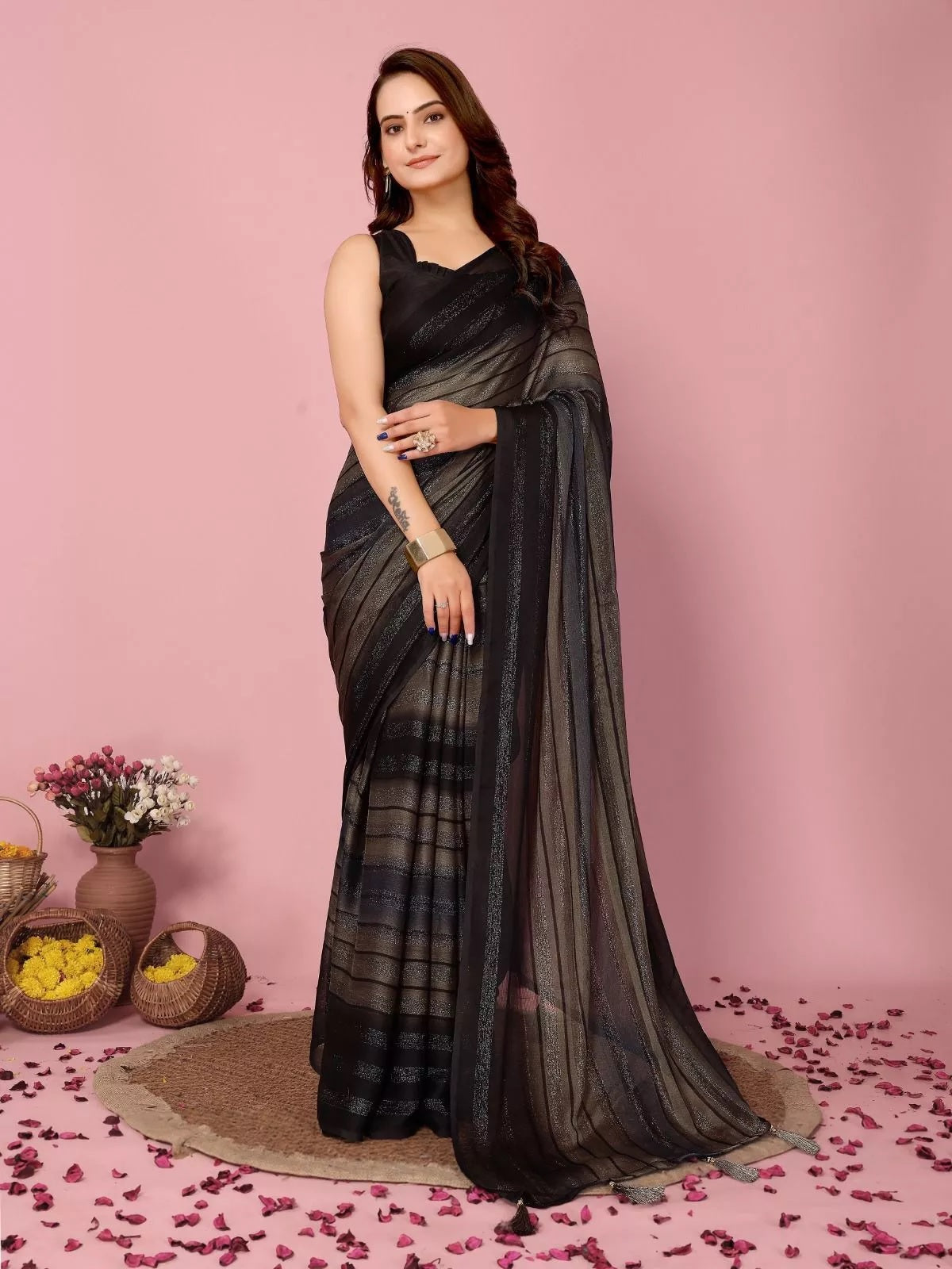 Traditional Rangoli Zari Silk Saree Blouse