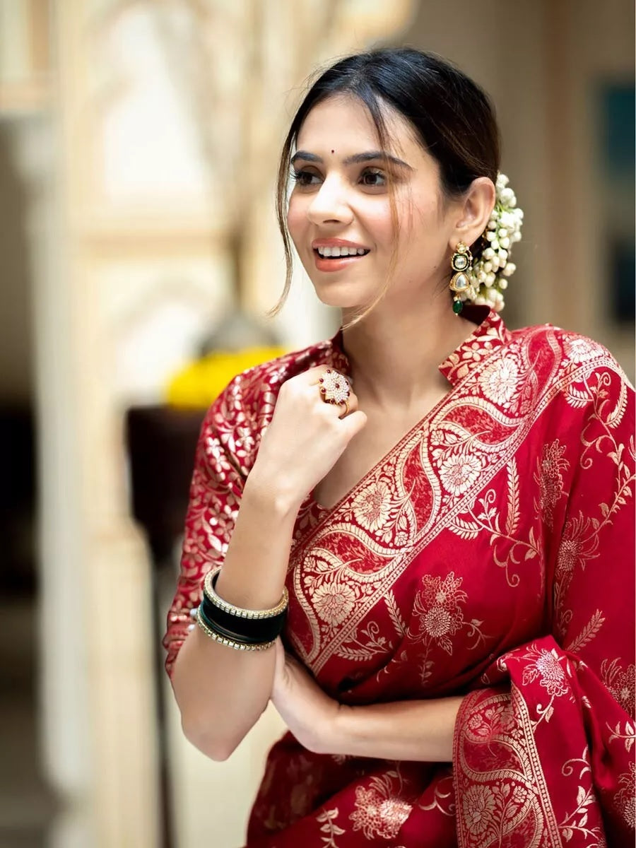 Banarasi Soft Silk Sari With Blouse