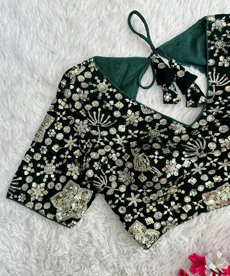 Pure Velvet Full Stitched Traditional Function Designer Blouse & Choli