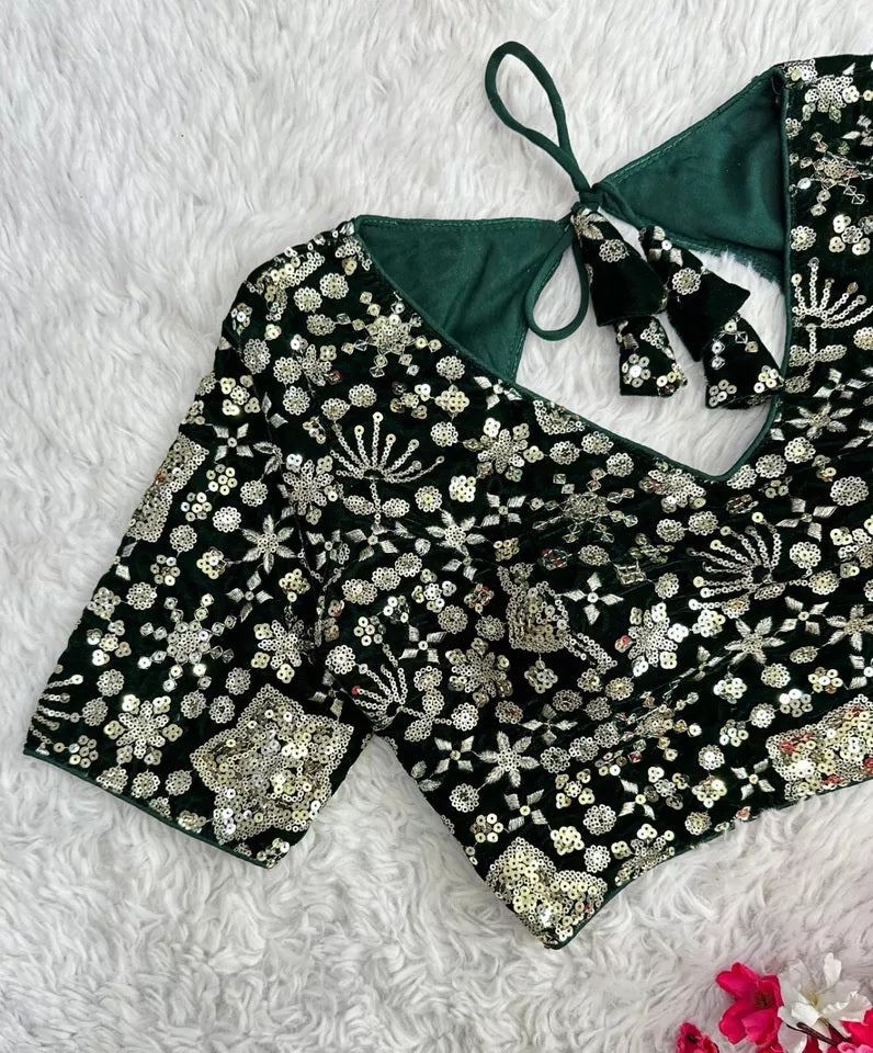 Pure Velvet Full Stitched Traditional Function Designer Blouse & Choli