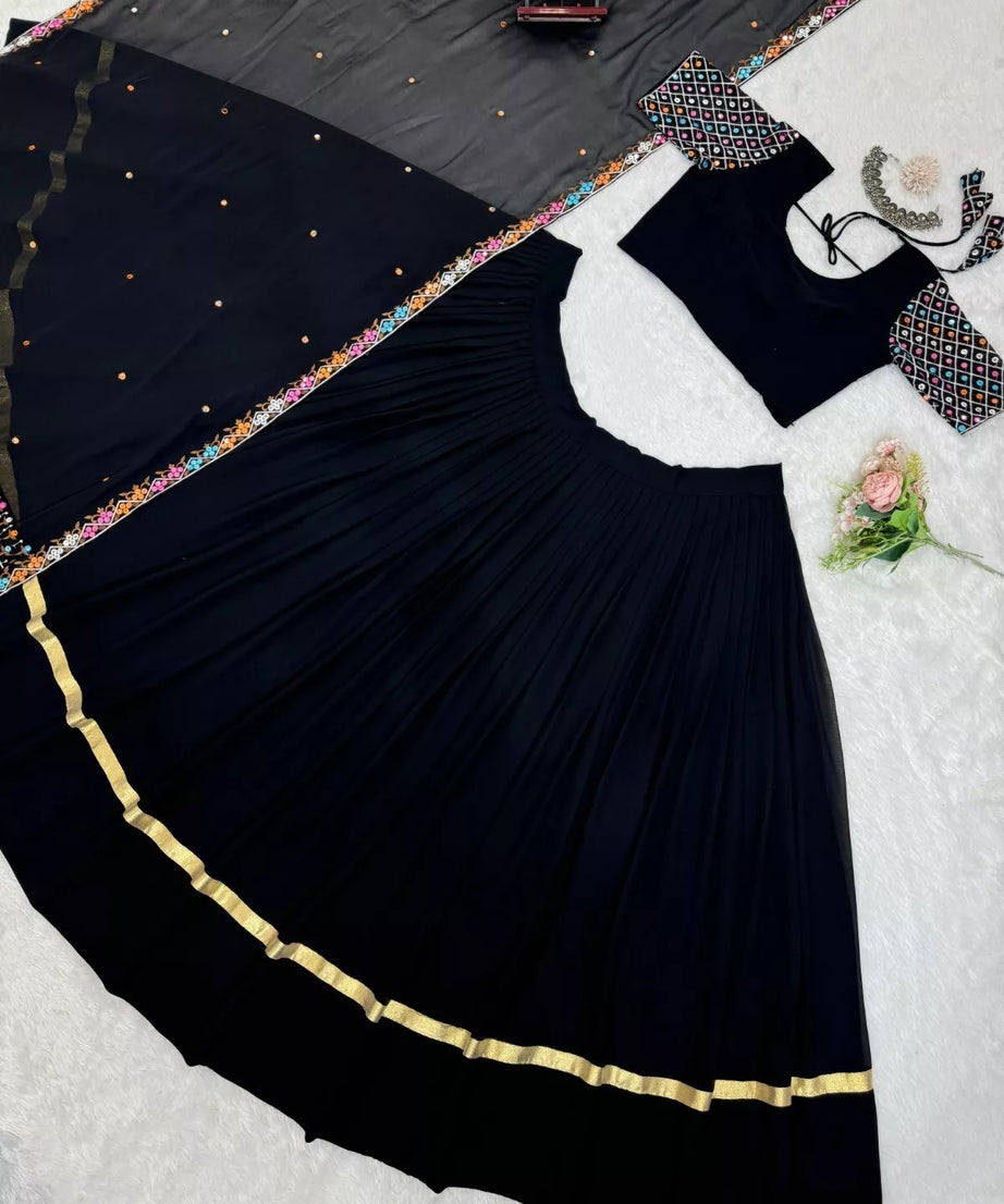 New Designer Festival Style Faux Georgette Lehenga Blouse Dupatta