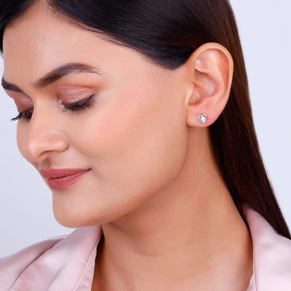 Silver Zircon Small Heart Studs