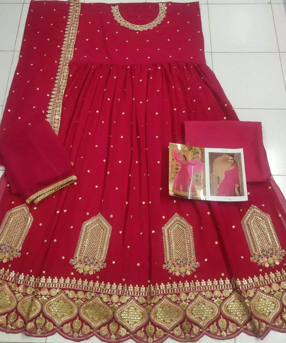 Heavy Faux Georgette New Designer Bollywood Top Bottom & Dupatta