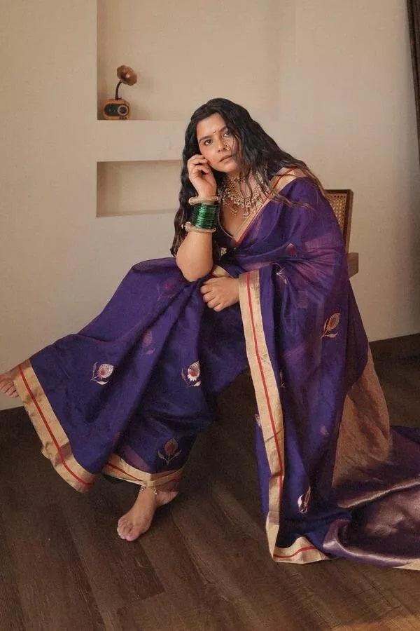 Designer Soft Lichi Silk Saree, Wedding Wear Sari & Blouse