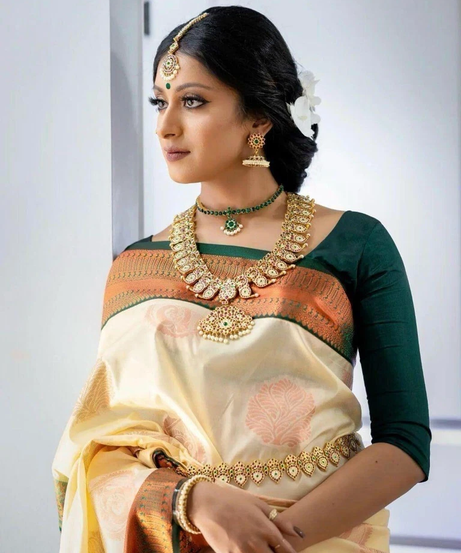 Women's Bollywood Banarasi Soft Silk Zari work Wedding Party Wear Saree & Blouse 11-KT
