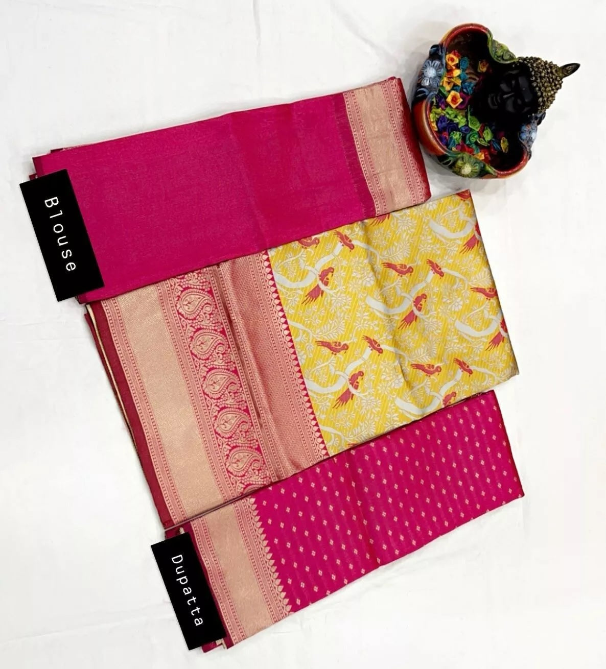 South Indian Style Party Lehenga Blouse Dupatta