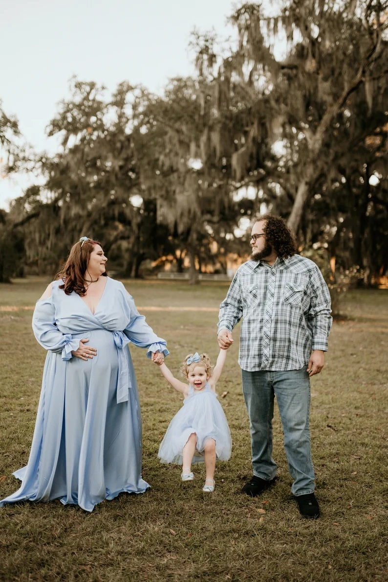 Blue Maternity Dress for Blue Baby Shower Dress