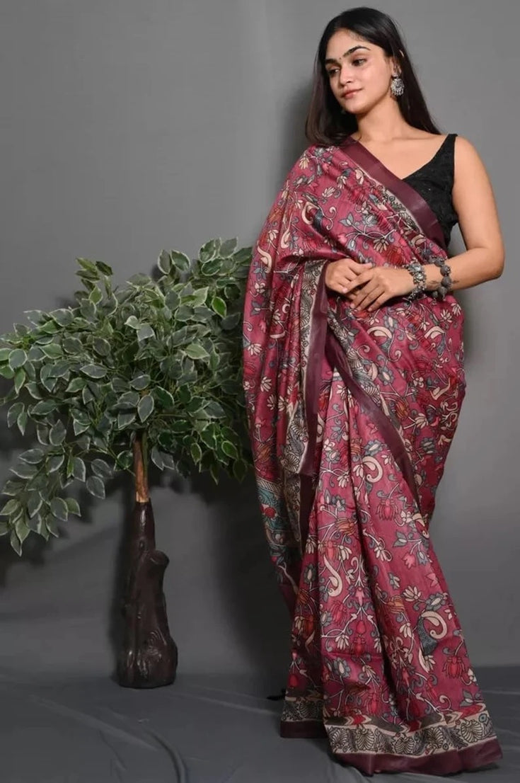 Soft Lichi Silk Sare With Blouse