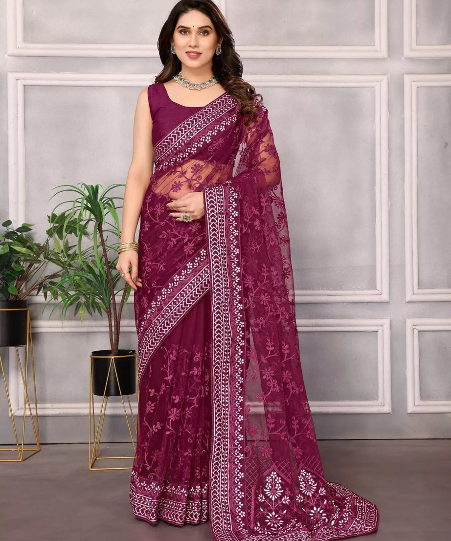 Heavy Soft Net Designer Saree,Party Wedding Classic Sari & Blouse