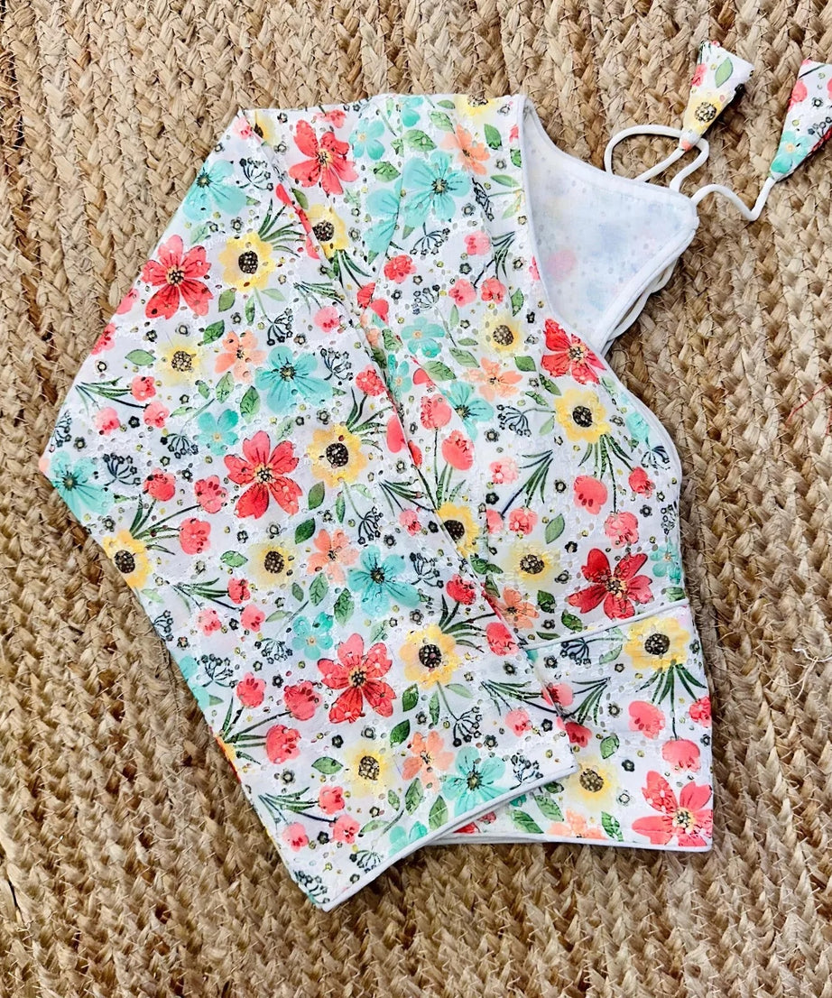 Wedding Hakoba With Flower Print All Over Blouse Choli