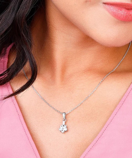Silver Enchanted Floral Pendant With Link Chain