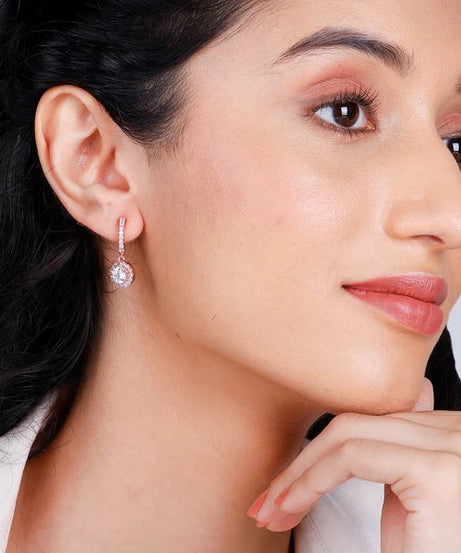 Rose Gold Zircon Drizzle Drop Earrings