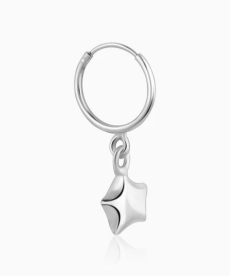 Silver Mini Star Hoop Earrings